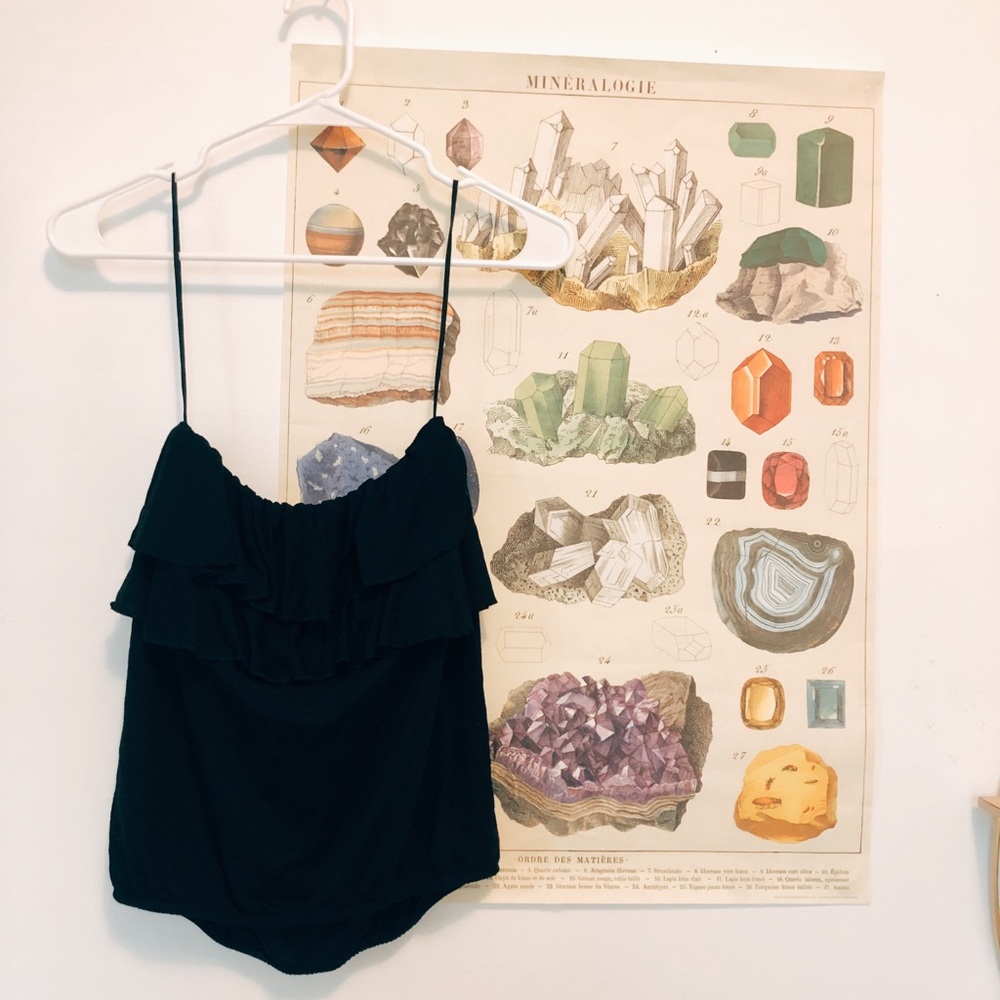 American Eagle Black Ruffle Sleeveless Tube Top